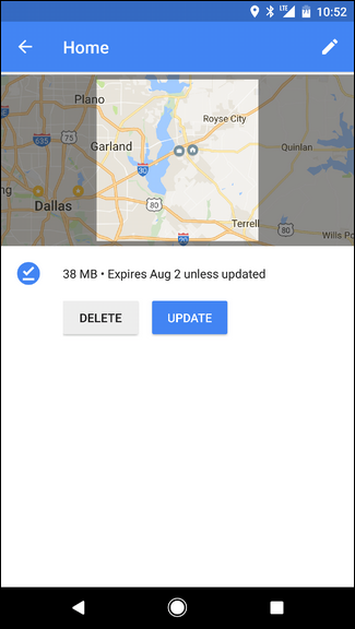 Список загруженных офлайн‑карт