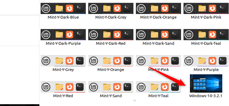 Выбор темы Windows 10 в настройках Cinnamon