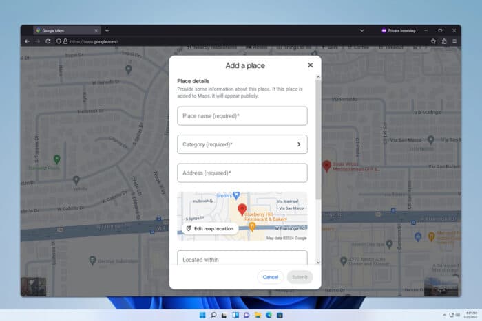 Как добавить место в Google Maps на ПК