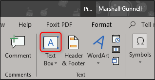 Меню выбора Текстовое поле в PowerPoint