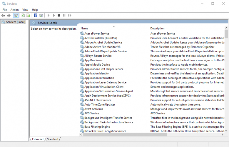 Список служб Windows с сервисом e-Rewards