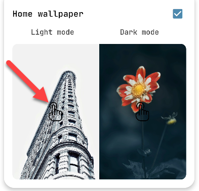 Выберите обои для каждого режима.