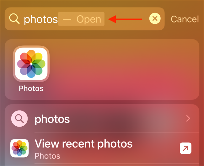 Автозаполнение: предложение приложения в Поиске на iPhone