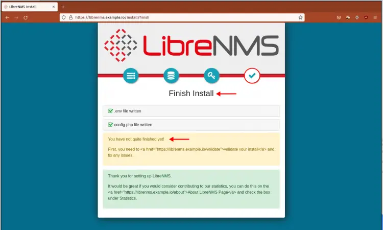 Завершение установки