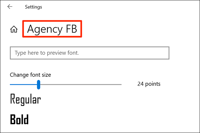 Официальное имя шрифта вверху страницы