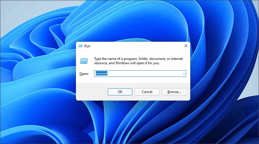 Запуск WSReset для сброса кеша Магазина Windows
