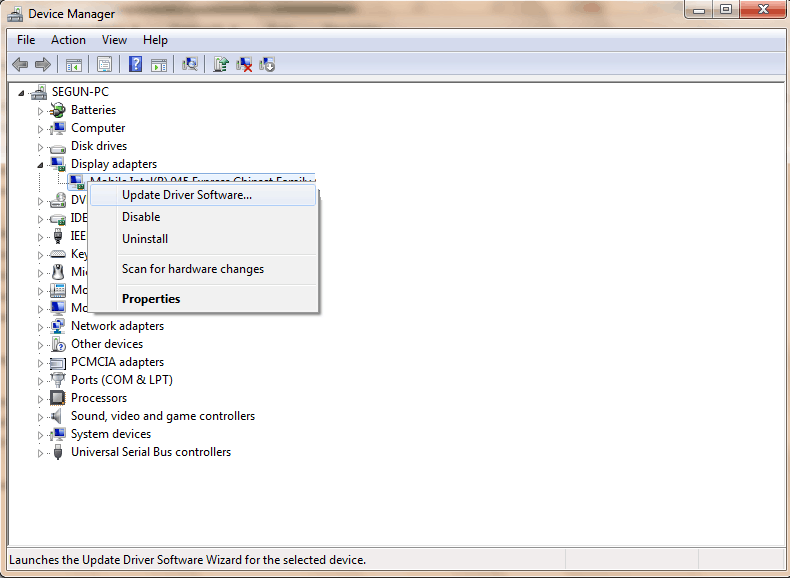 Обновление драйвера в Диспетчере устройств