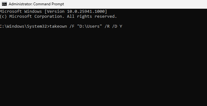 Результат выполнения команд takeown и icacls