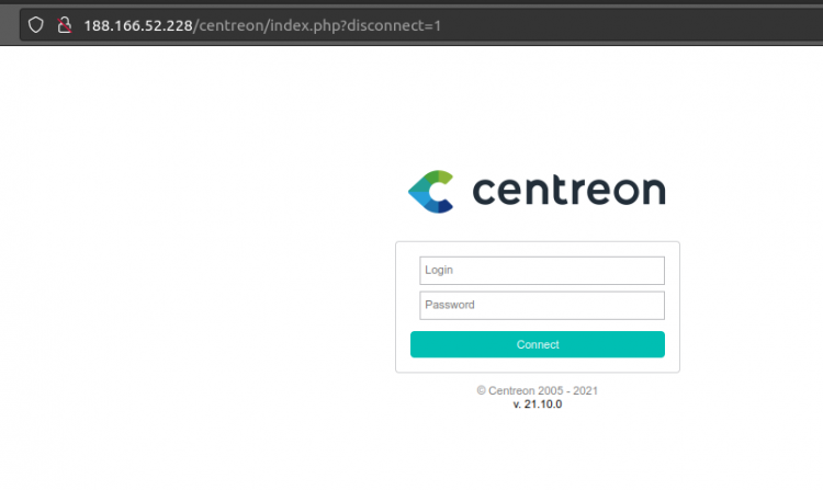 Экран входа в Centreon