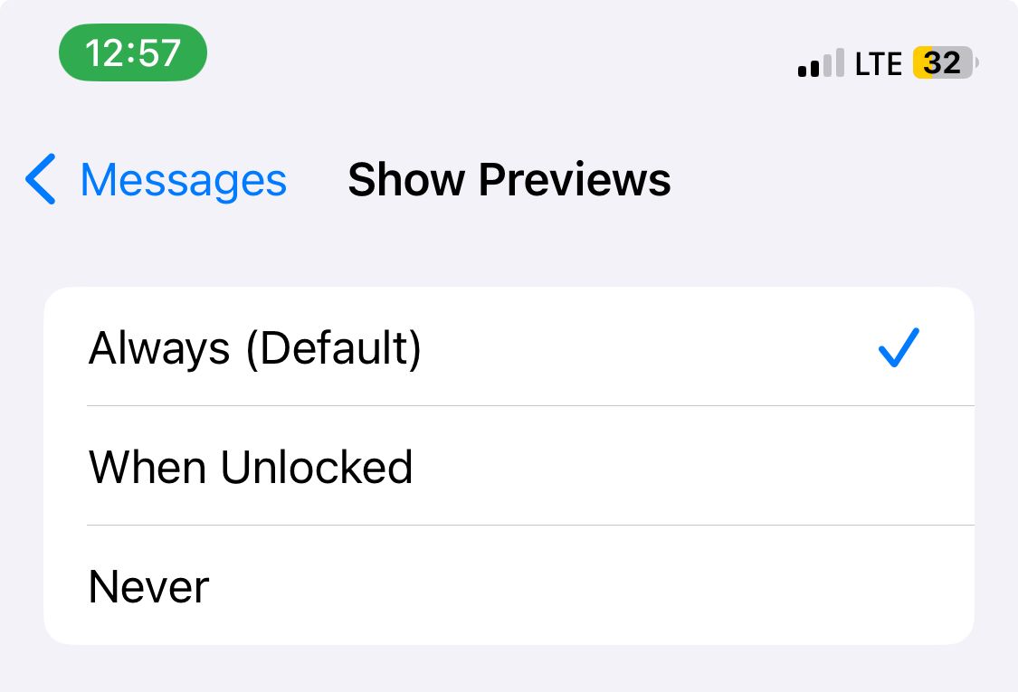 Настройки показа превью уведомлений.