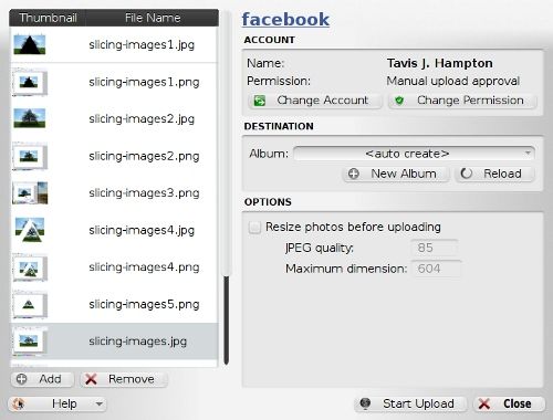 Загрузка в Facebook