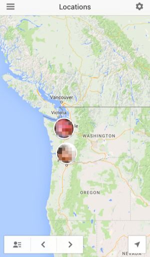 Пример интерфейса Google+ с выбором настроек обмена местоположением