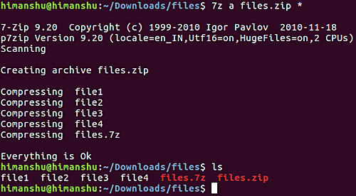 Создать ZIP-файл через 7zip