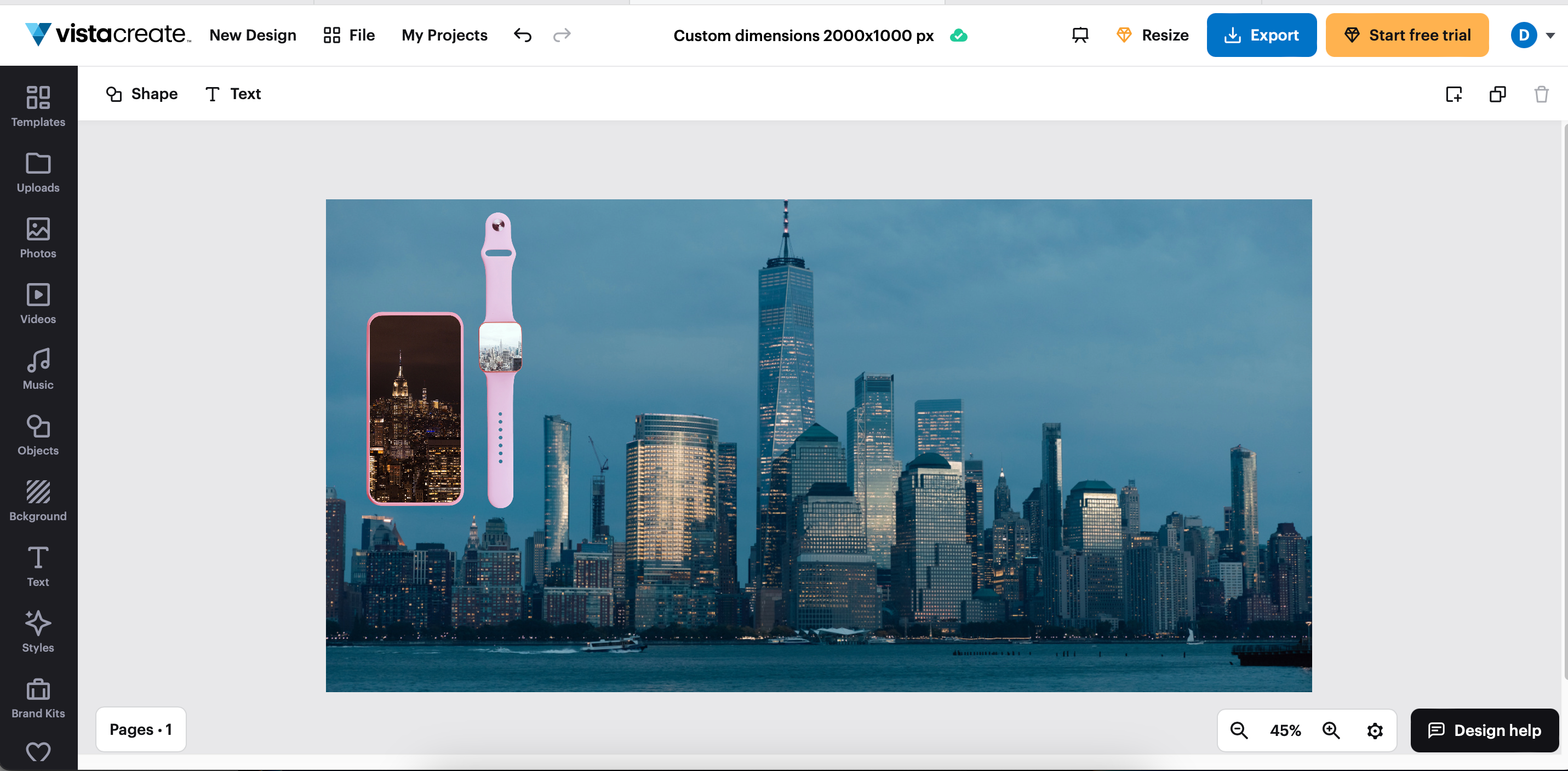 Добавленные фотографии в мокапе VistaCreate