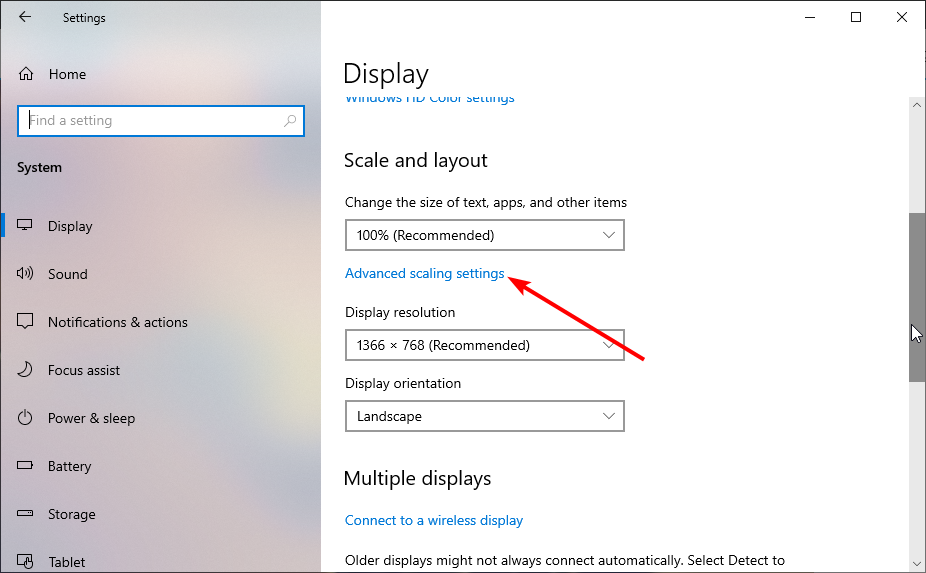 настройки дополнительного масштабирования