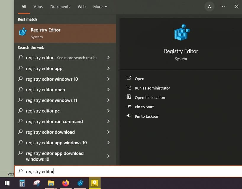 Окно Редактора реестра