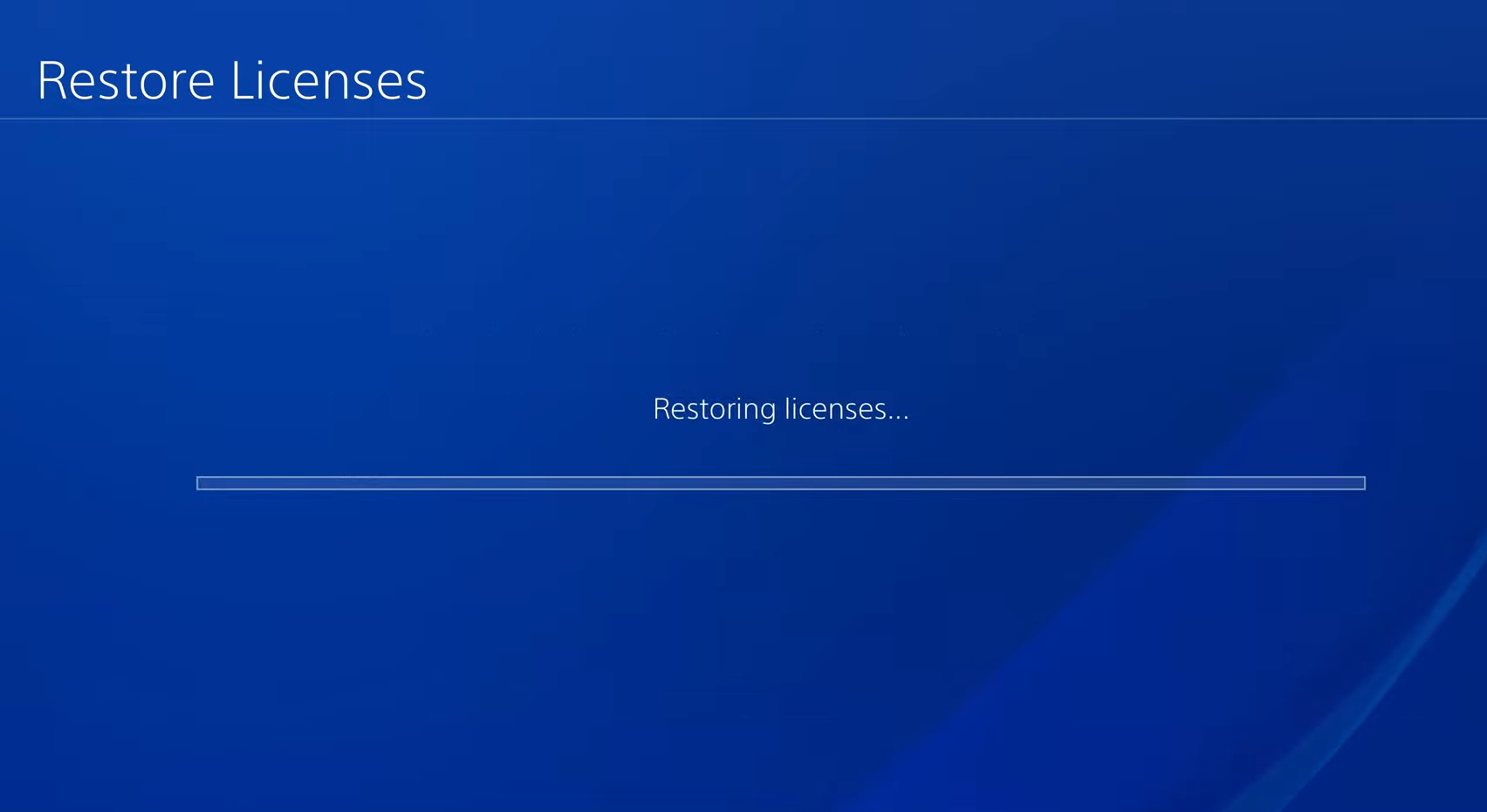 Сообщение о завершении восстановления лицензий на PS4