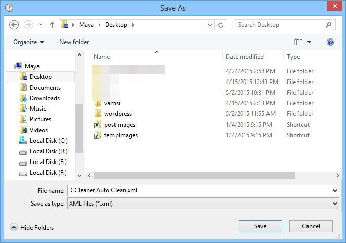 Choisir un emplacement et cliquer sur Enregistrer pour exporter le fichier XML.