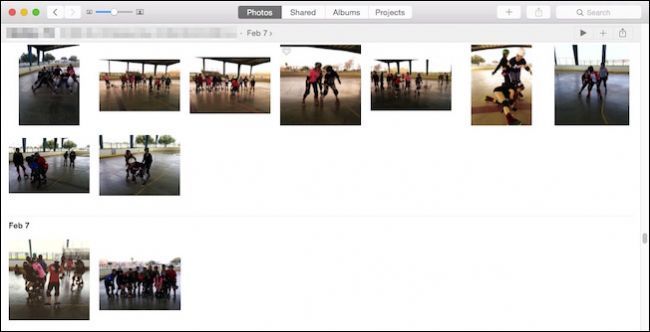 Пример фотографий в библиотеке после синхронизации iCloud