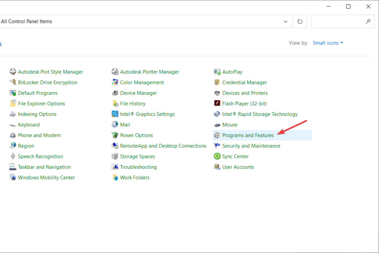 Раздел Программы и компоненты в Панели управления