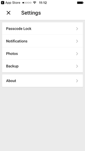 Экран резервного копирования в Google Drive на iOS