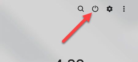Нажмите на значок питания справа вверху панели быстрых настроек.