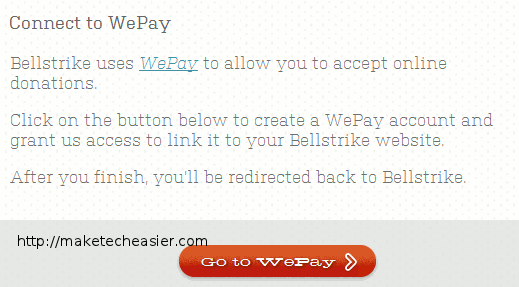 Подключение WePay в интерфейсе Bellstrike