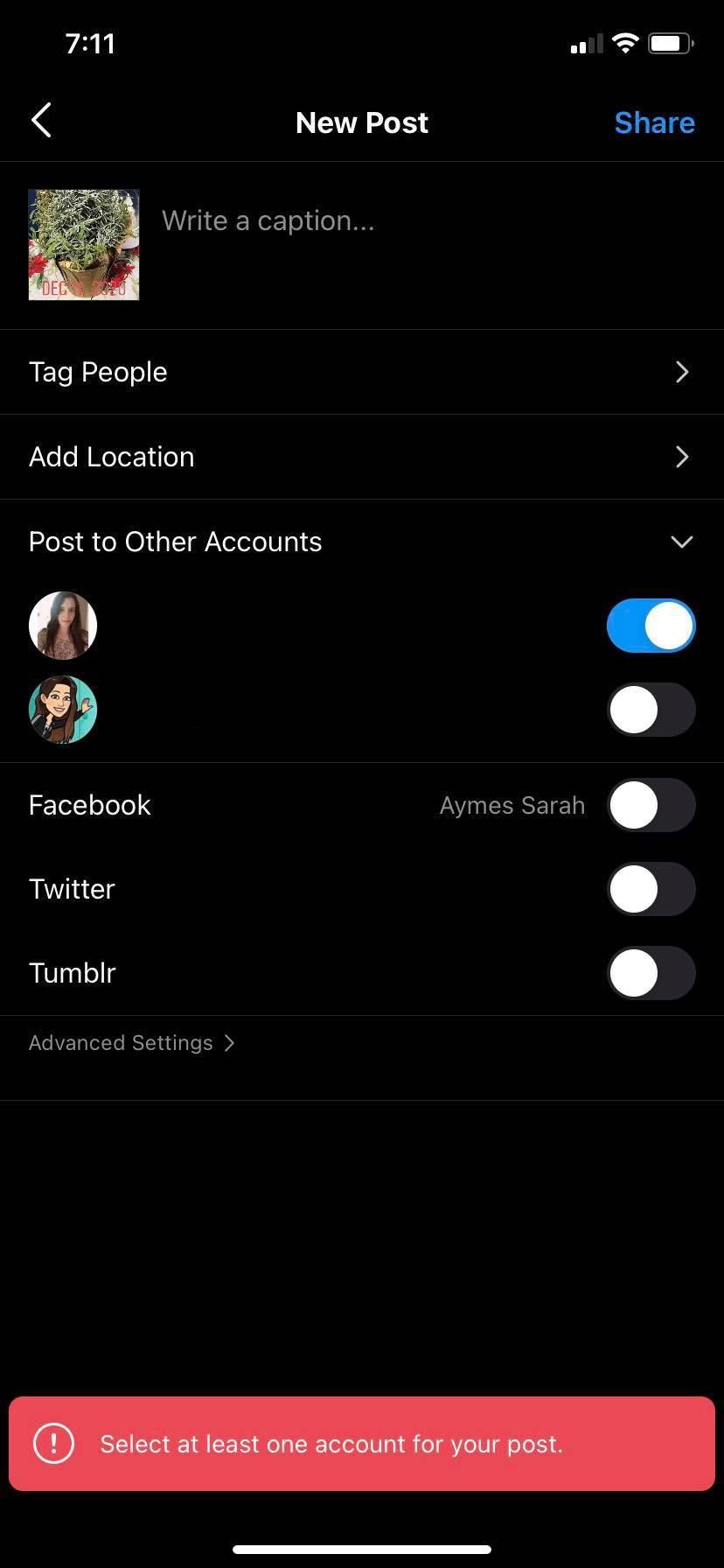 скриншот экрана публикации