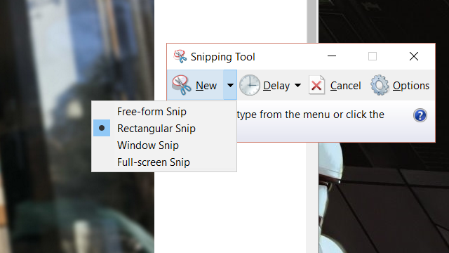 Снимок инструмента Snipping Tool в Windows