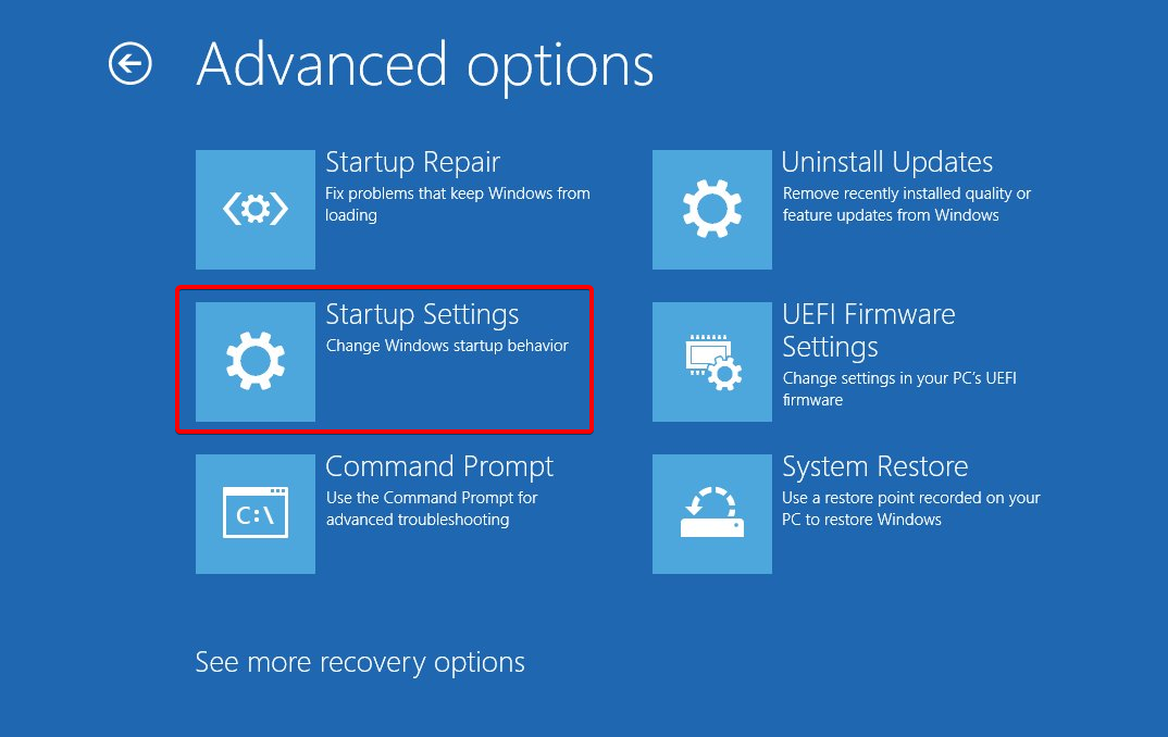 Параметры запуска — меню дополнительных вариантов загрузки