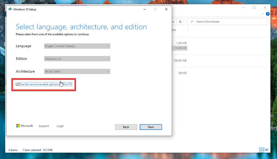 Опция использования рекомендуемых параметров