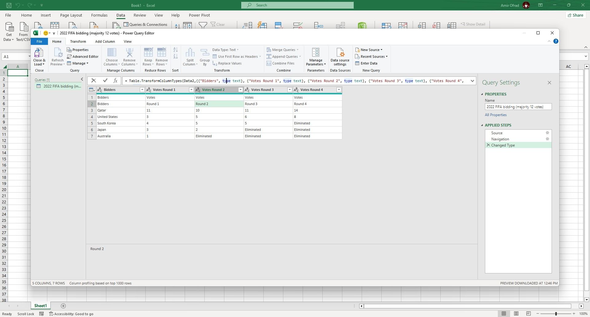Power Query editor in Excel
