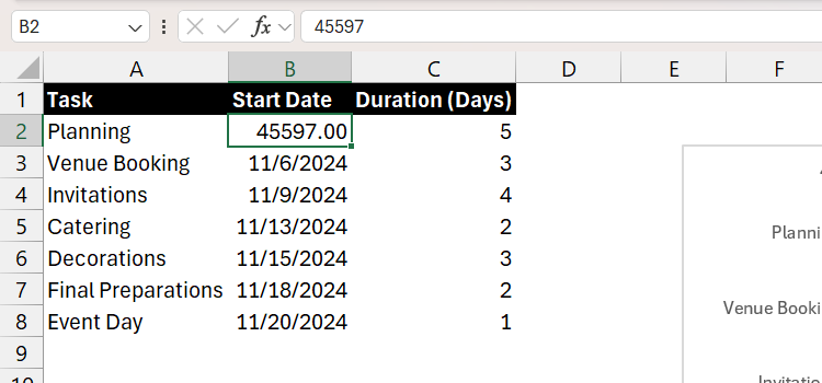 Дата, преобразованная в числовое значение в Excel