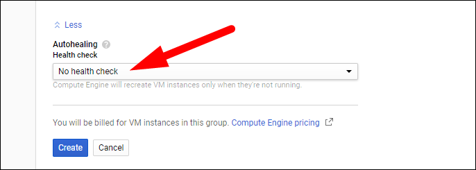 Включение Autohealing — автоматическое восстановление экземпляров
