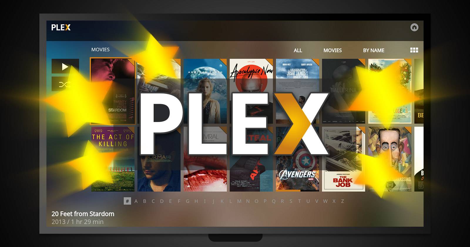 Плеер Plex на экране телевизора