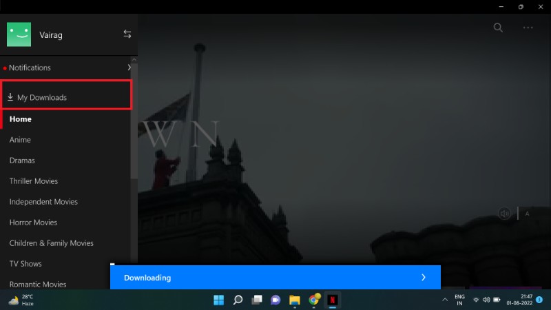 sezione My Downloads nell'app Windows con elenco file scaricati
