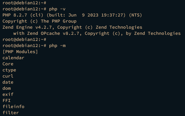 Версия PHP и расширения
