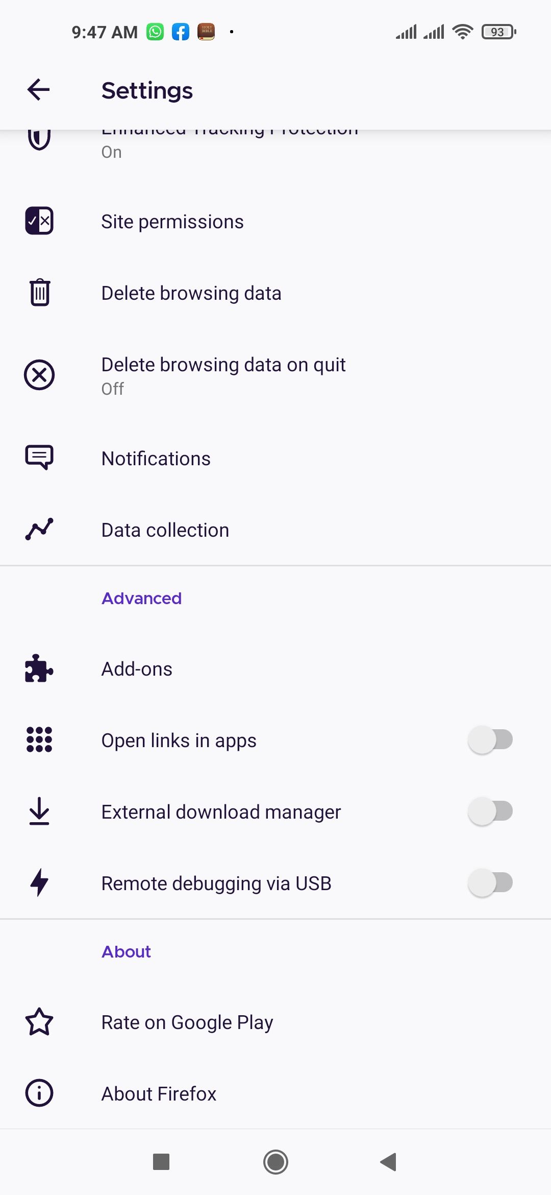 Информация О Firefox на мобильном