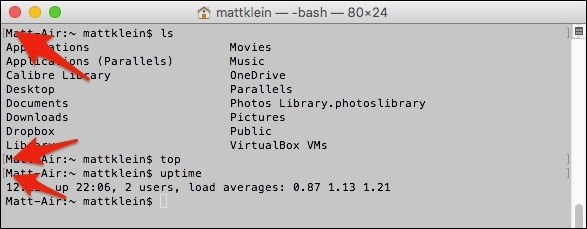 Метка добавляется в начале строки в окне Terminal
