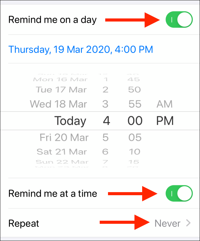 Tap on toggle options