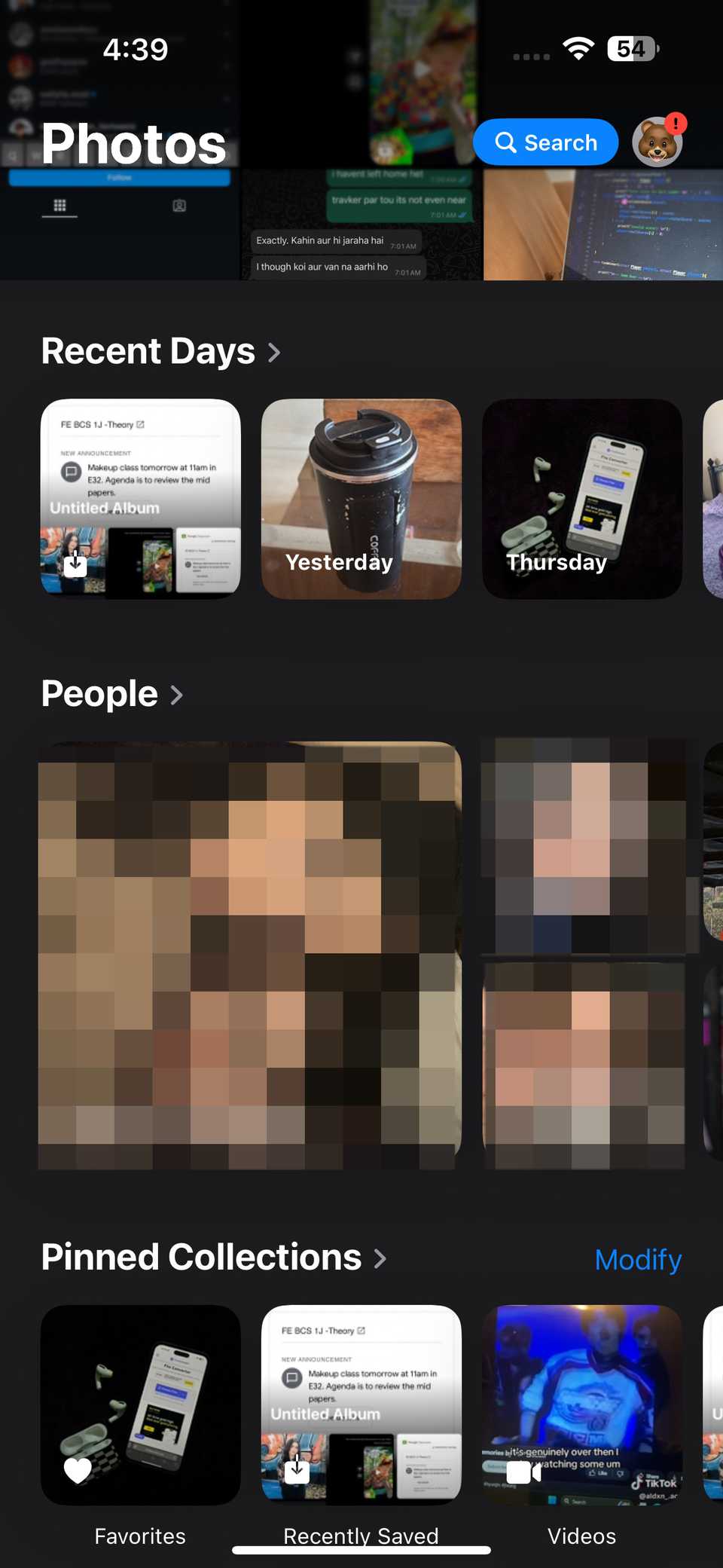 Раздел «Люди» в приложении «Фото» с группами и миниатюрами