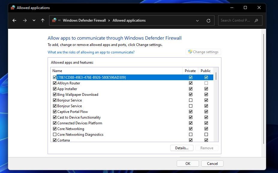 Список разрешённых приложений брандмауэра с Battle.net отмеченным
