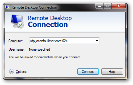 Подключение к внешнему порту 624, маршрут к Windows Server 2003