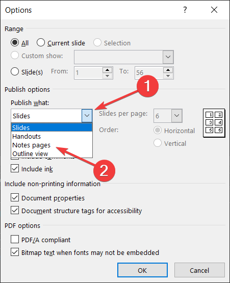 Параметр 'Публиковать:' — 'Страницы с заметками'