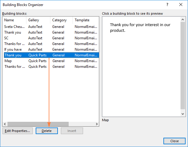 Schaltfläche 'Löschen' in Outlook