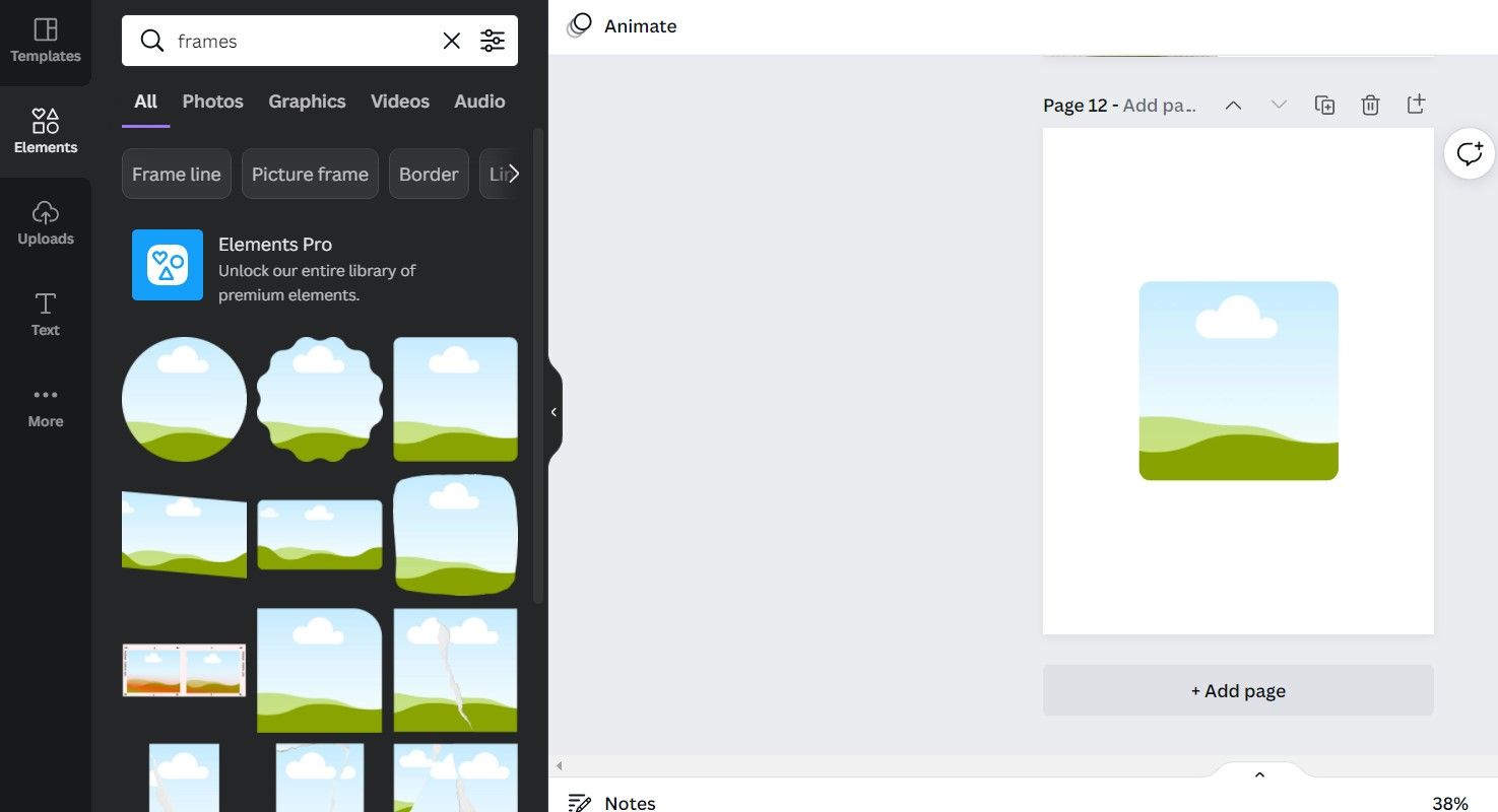Список фреймов в Canva