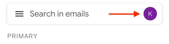 Нажмите значок профиля Google в строке поиска.