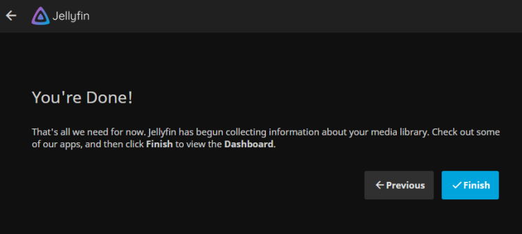 Завершение настройки Jellyfin