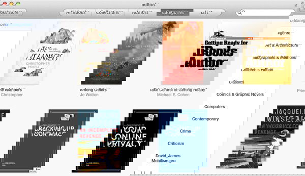 Pagina dell'elenco dei libri in iBooks su Mac