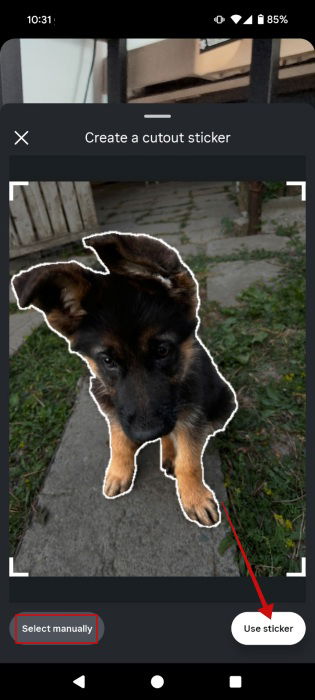 Кнопка Использовать стикер после создания кастомного стикера в Instagram